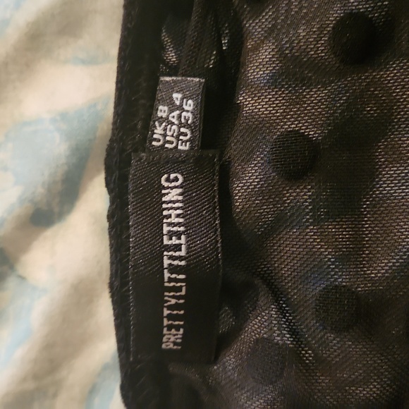 Black Polka Dot Mesh Long Sleeve Top Size 4 USA - Picture 3 of 3